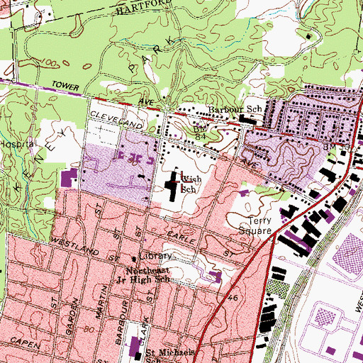Topographic Map of Fred D Wish School, CT