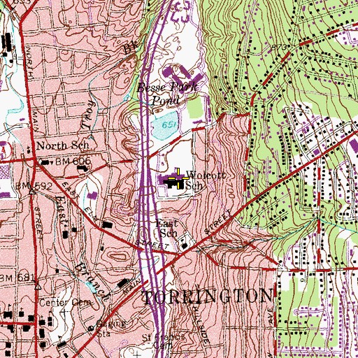 Topographic Map of Wolcott School, CT