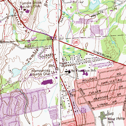 Topographic Map of Wolcott School, CT