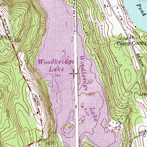 Topographic Map of Woodbridge Lake, CT