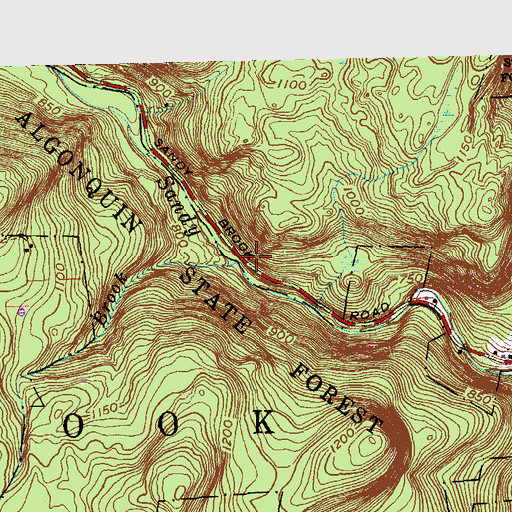 Topographic Map of Wright Brook, CT