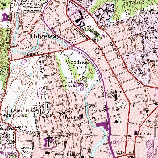 Topographic Map of Wright Trade School, CT