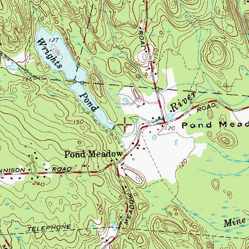 Topographic Map of Wrights Pond, CT