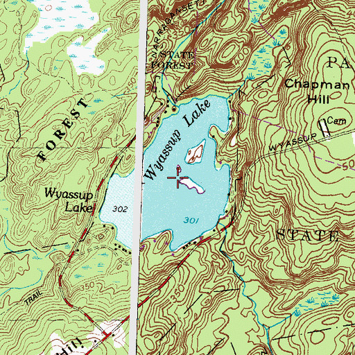 Topographic Map of Wyassup Lake, CT