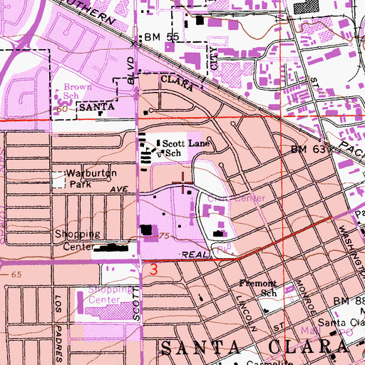 Topographic Map of Santa Clara Historical Museum, CA