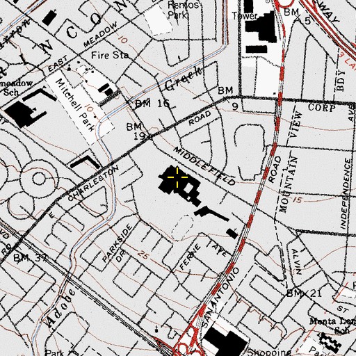 Topographic Map of Cubberley Community Center, CA