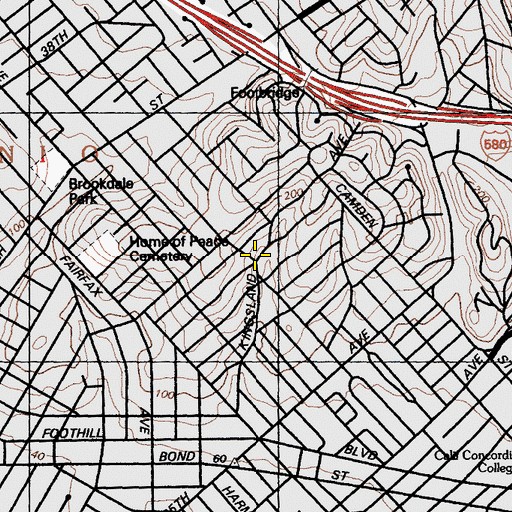Topographic Map of Maxwell Park, CA
