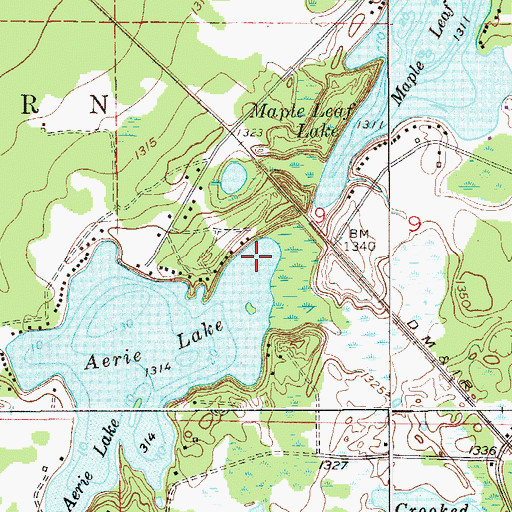 Topographic Map of Hemlock Post Office (historical), MN