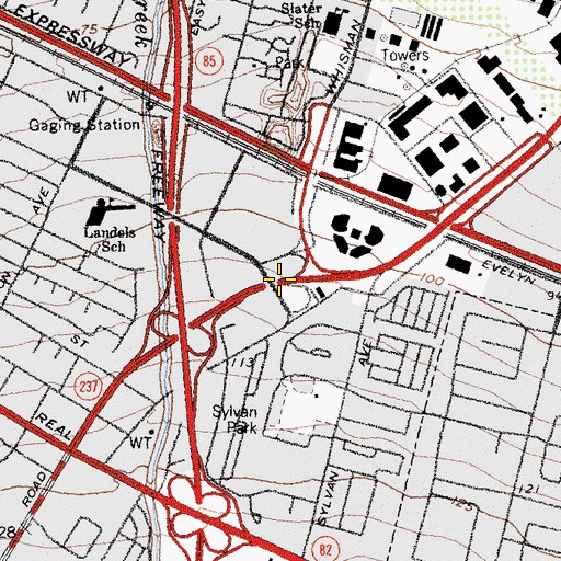 Topographic Map of Exit 1B, CA