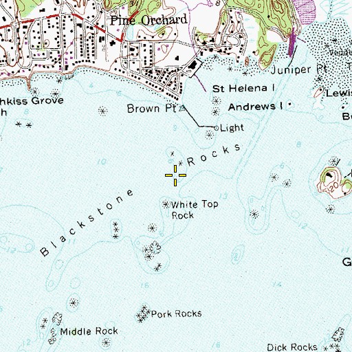 Topographic Map of Bowman Rock, CT