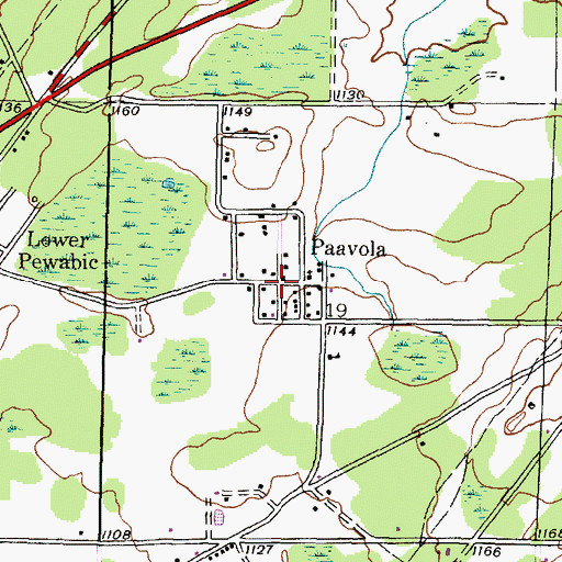 Topographic Map of Paavola Post Office (historical), MI