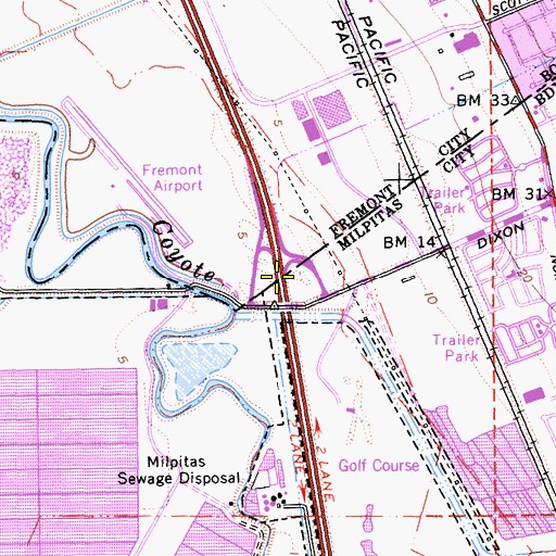 Topographic Map of Exit 10, CA