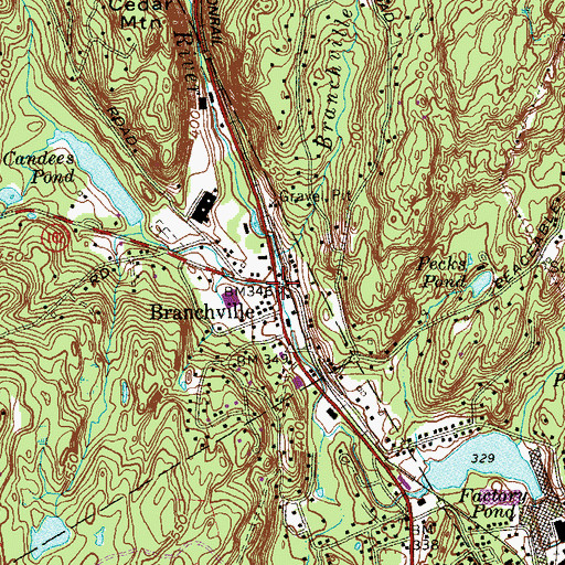 Topographic Map of Branchville, CT