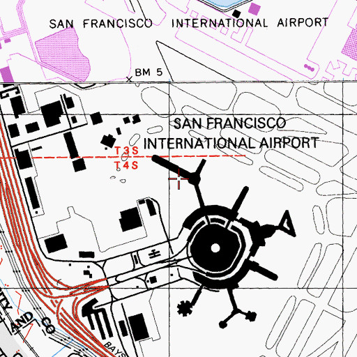 Topographic Map of Terminal 3, CA