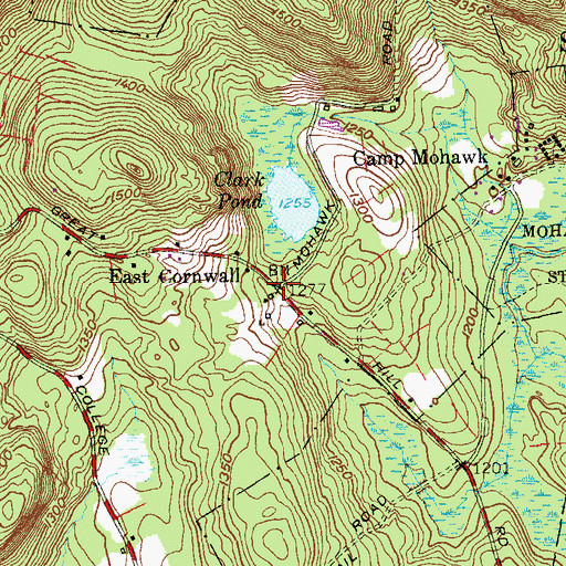 Topographic Map of East Cornwall, CT