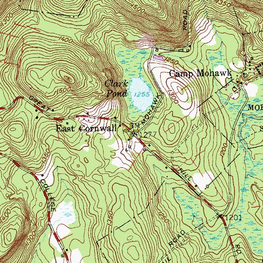 Topographic Map of East Cornwall, CT