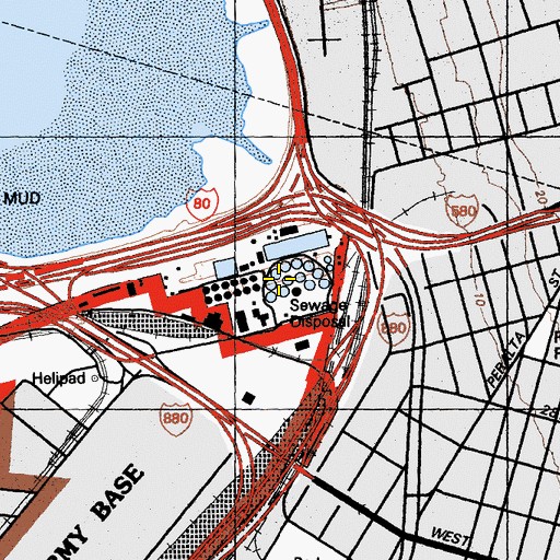 Topographic Map of East Bay Wastewater Treatment Plant, CA