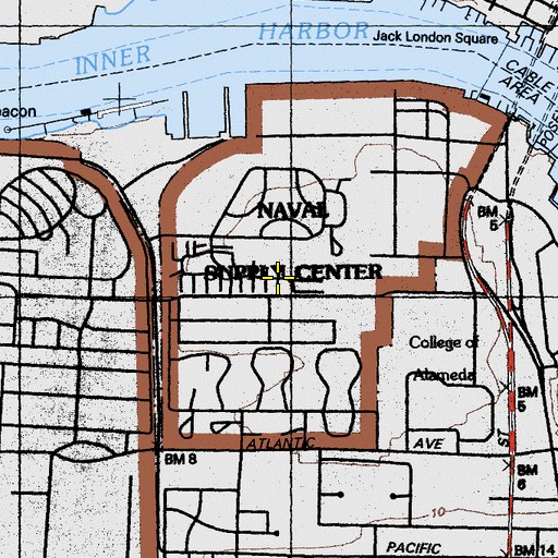 Topographic Map of Alameda Naval Supply Center (historical), CA