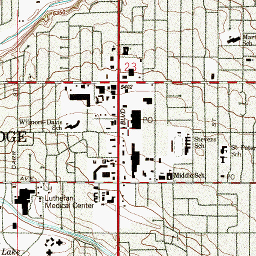 Topographic Map of Wheat Ridge Post Office, CO