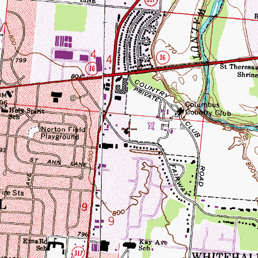 Topographic Map of Saint Edward Episcopal Church, OH