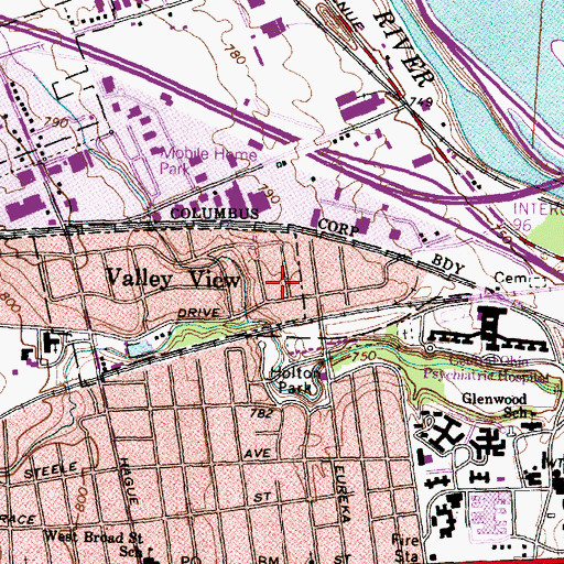 Topographic Map of Valley View Church of Christ, OH