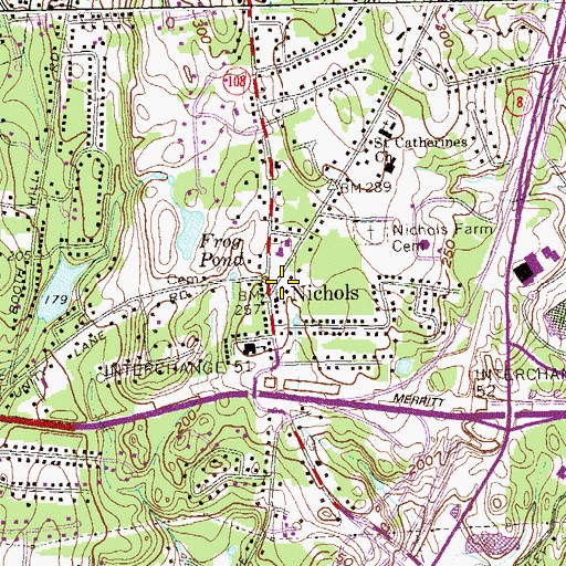 Topographic Map of Nichols, CT