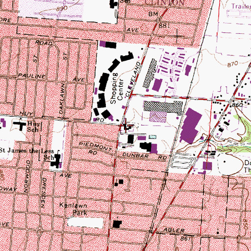 Topographic Map of Ebenezer United Methodist Church, OH
