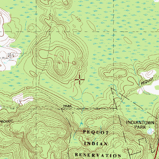 Topographic Map of Mashantucket Pequot Reservation, CT