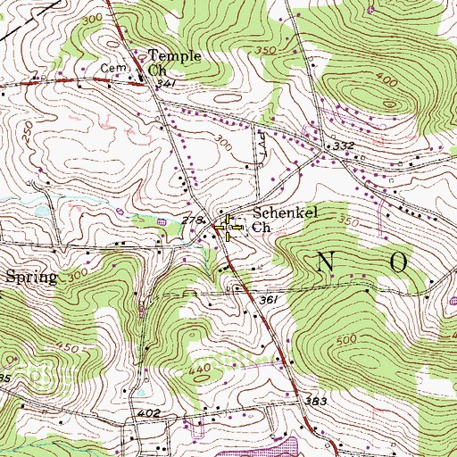 Topographic Map of Shenkel United Church of Christ Cemetery, PA