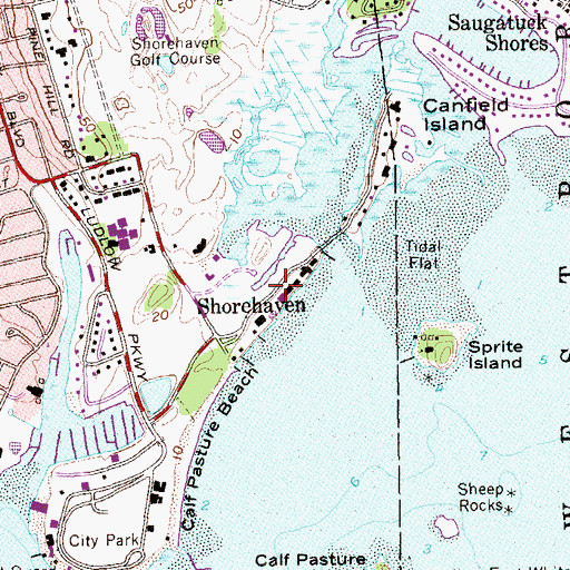 Topographic Map of Shorehaven, CT
