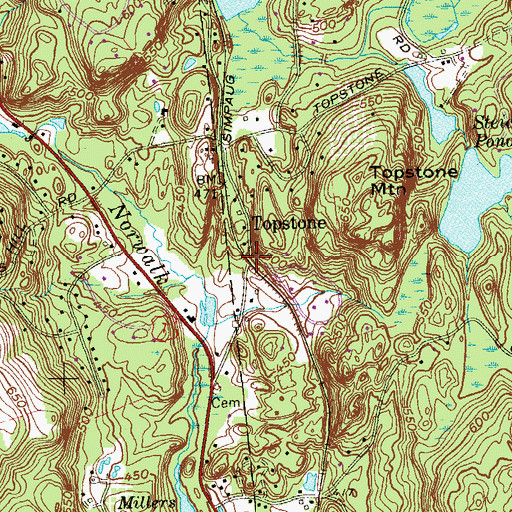 Topographic Map of Topstone, CT