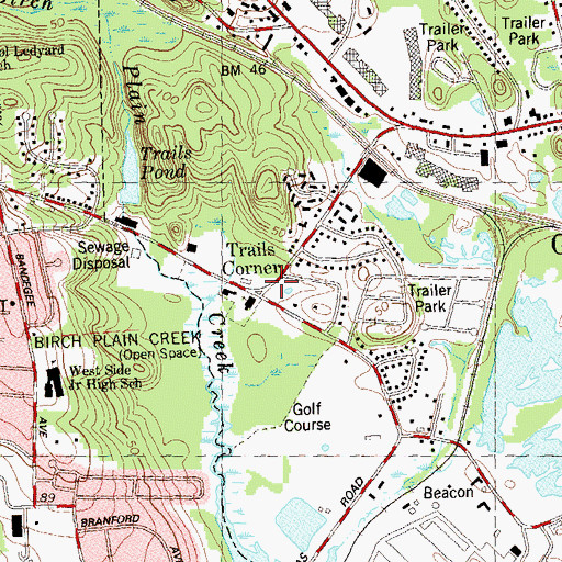 Topographic Map of Trails Corner, CT