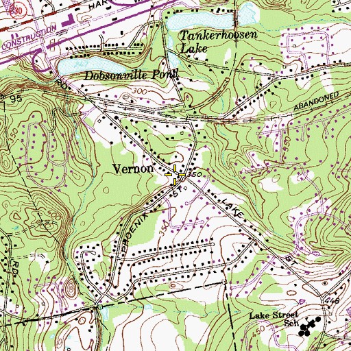 Topographic Map of Vernon, CT