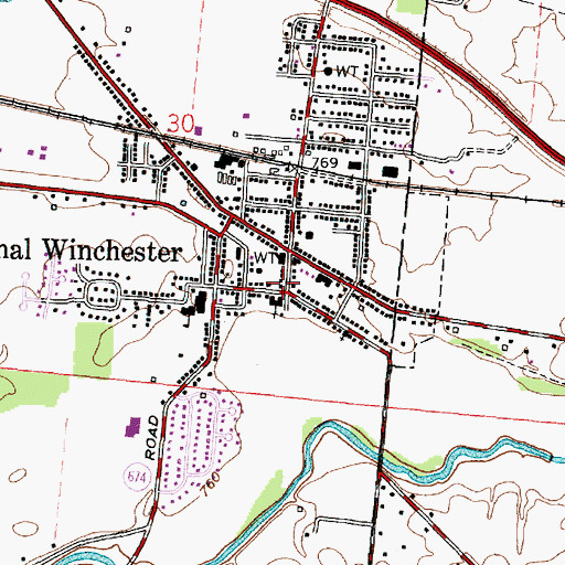 Topographic Map of Canal Winchester City Hall, OH