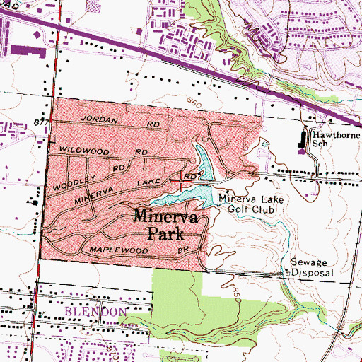 Topographic Map of Minerva Park Village Hall, OH