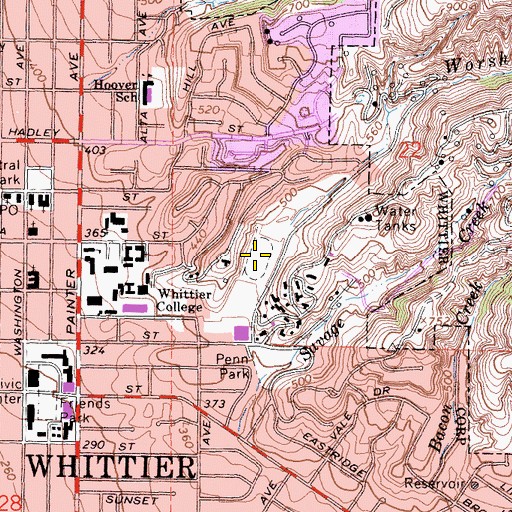 Topographic Map of Memorial Stadium, CA