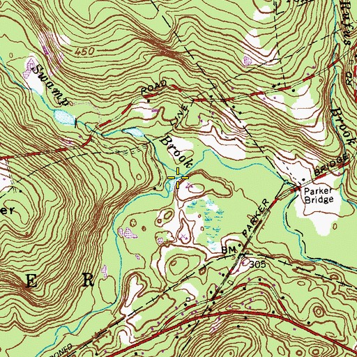 Topographic Map of Bear Swamp Brook, CT