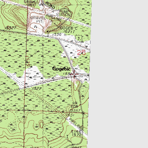 Topographic Map of Gogebic Post Office (historical), MI