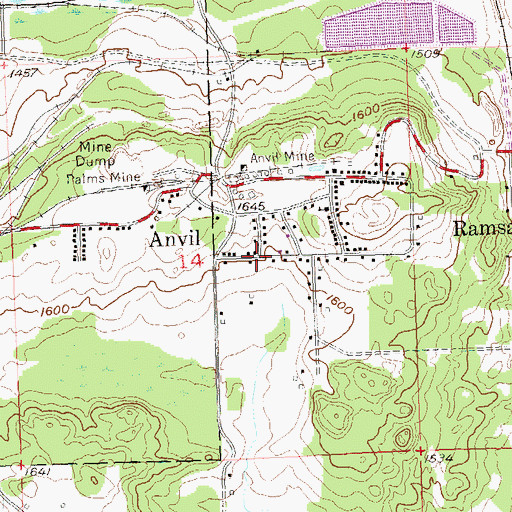 Topographic Map of Anvil Location Post Office (historical), MI