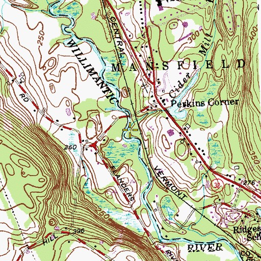 Topographic Map of Cider Mill Brook, CT