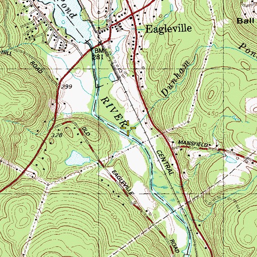 Topographic Map of Dunham Pond Brook, CT
