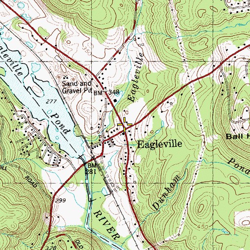 Topographic Map of Eagleville, CT