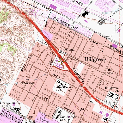 Topographic Map of Exit 14B, CA