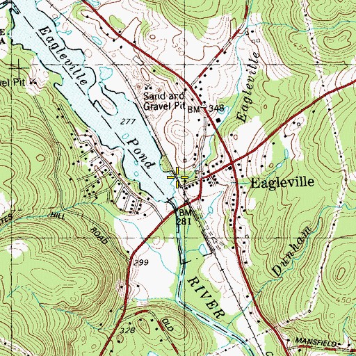 Topographic Map of Eagleville Brook, CT