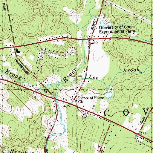 Topographic Map of Lee Brook, CT