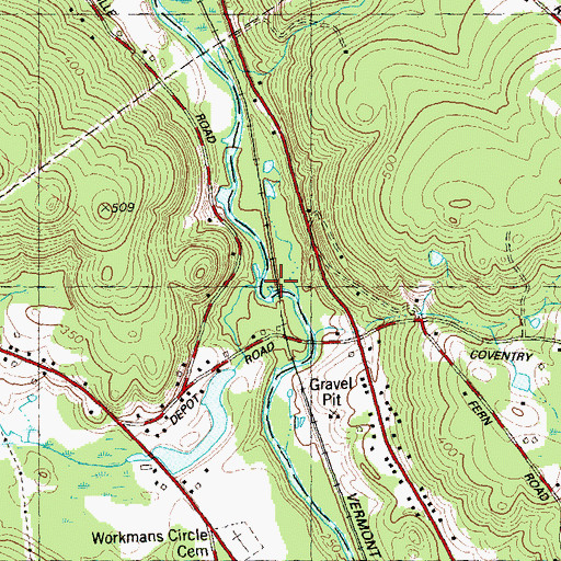 Topographic Map of Mill Brook, CT