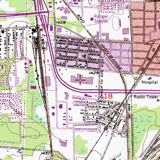 Topographic Map of Thunderbird Mall, MN