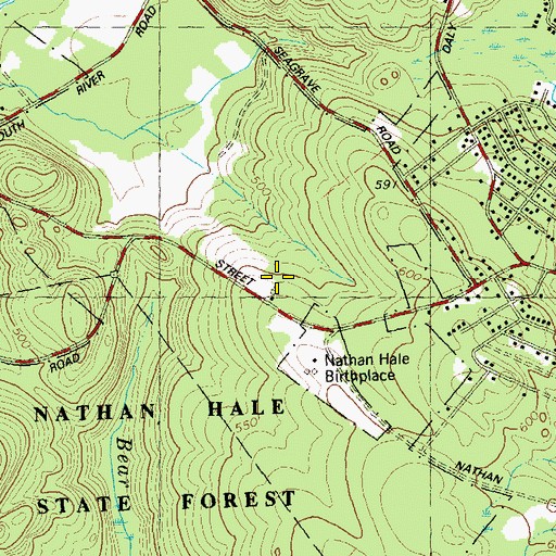 Topographic Map of Nathan Hale State Forest, CT