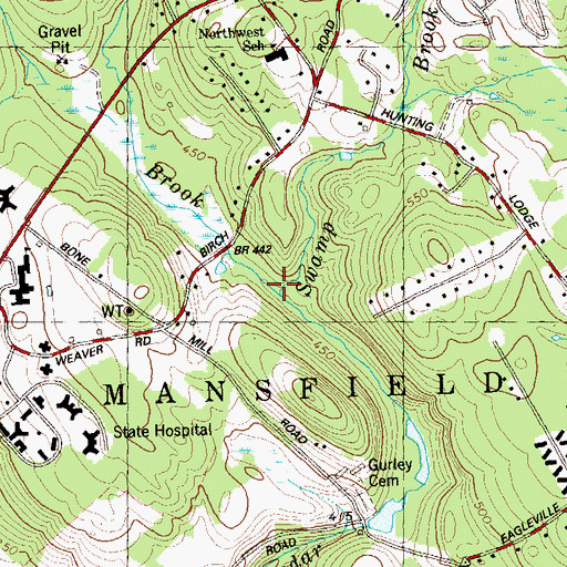 Topographic Map of Nelson Brook, CT