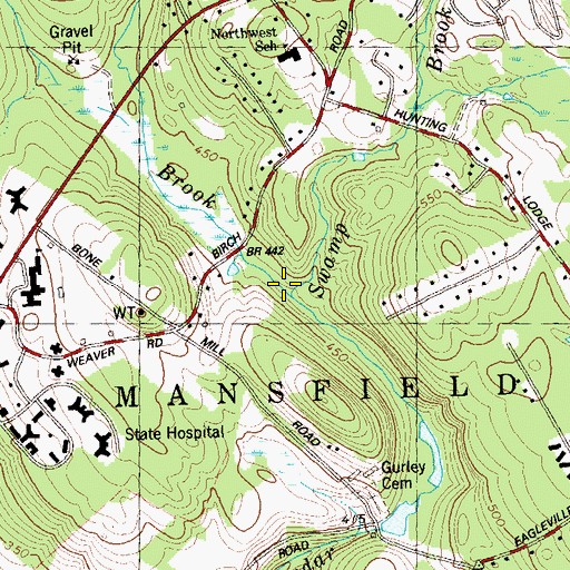 Topographic Map of Nelson Brook, CT